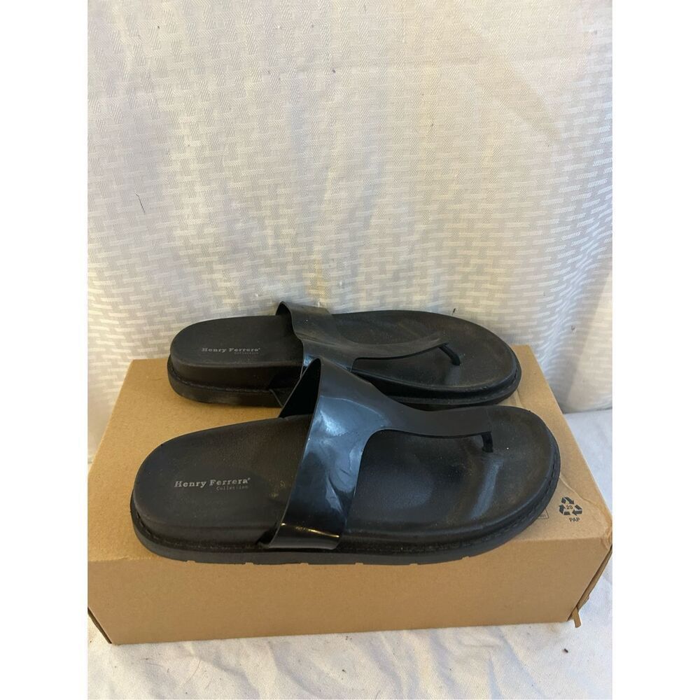 Henry Ferrera black thong sandals size 10